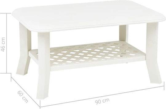 Plastic Sitting Room Table for Small Outdoor Spaces White 90x60x46cm