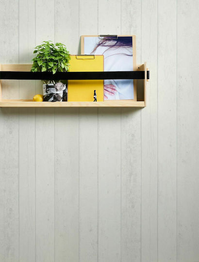 Ταπετσαρία Τοίχου Black White Wood Stone Βινυλίου Μπεζ 1000x53cm Πλενόμενη