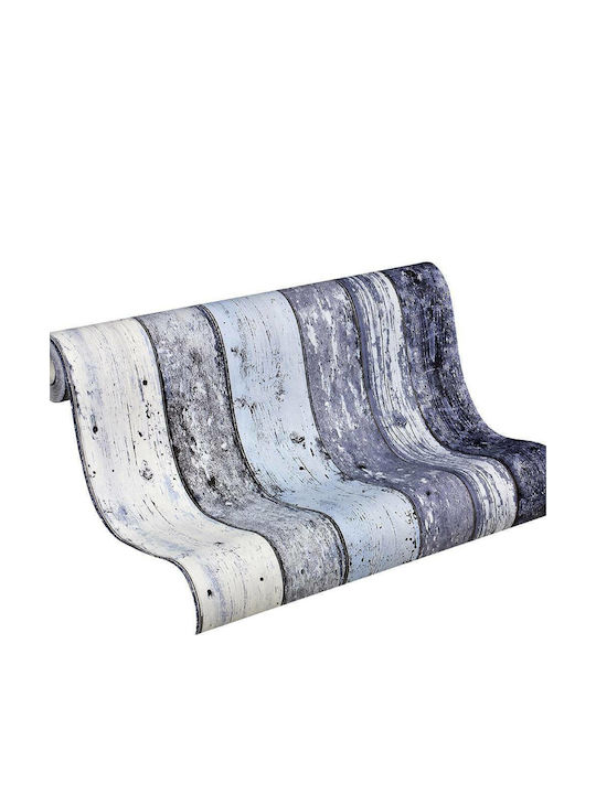 Tapet de Perete 1000x53cm Wood Stone Vinil Albastru Lavabil