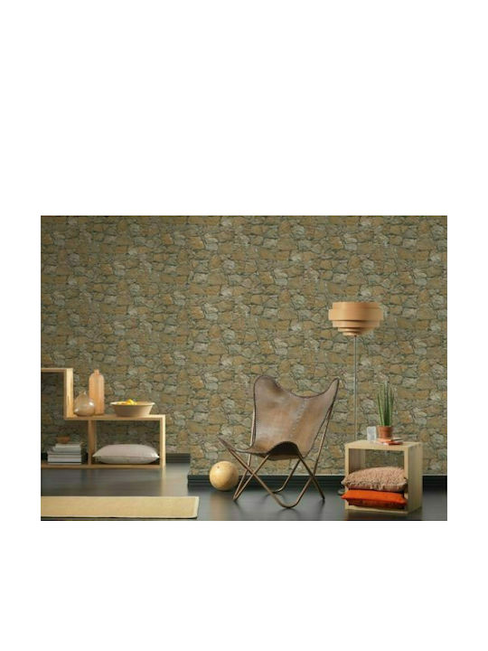 Wallpaper Wood Stone Vinyl Beige L1000xW53cm