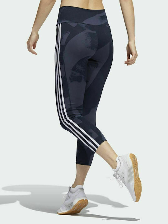 Adidas Designed Move Graphic High Women's Capri Training Legging High Waisted Shadow Navy/White