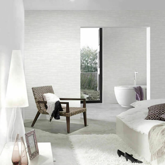 Ταπετσαρία Τοίχου Wood Stone Off White 1000x53cm Πλενόμενη