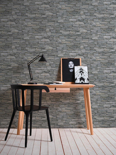 Ταπετσαρία Τοίχου Wood Stone Βινυλίου Γκρι 1000x53cm
