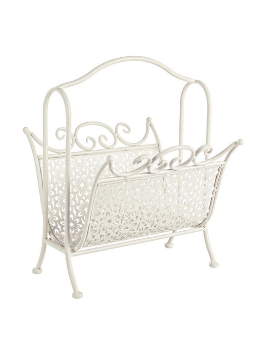 Bizzotto Giselle Metallic Magazine Rack with Handle Ecru 36x34x44cm