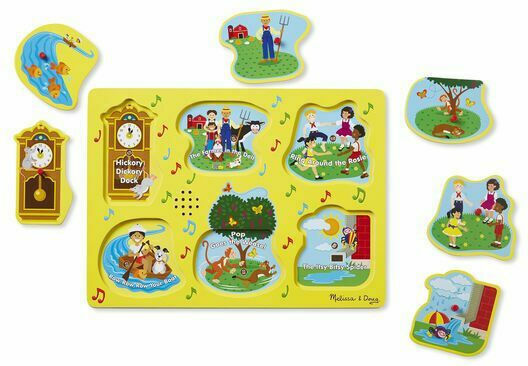 Дървено Детски Пъзел с Шипове Nursery Rhymes 1 Sound 6бр Melissa & Doug