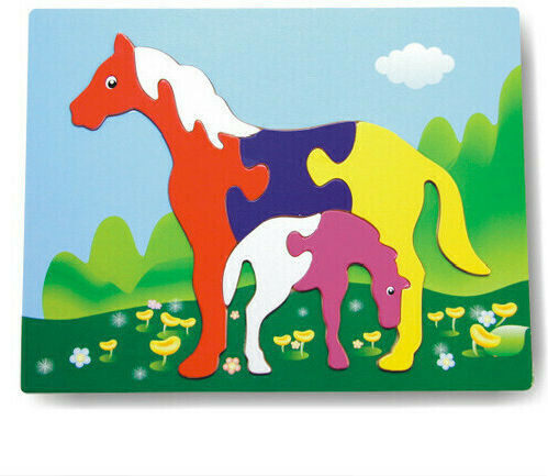 Ξύλινο Παιδικό Puzzle Αλογάκια για 2+ Ετών 7pcs Anelixi
