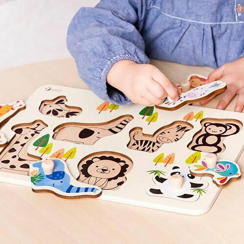 Lemnos Puzzle pentru Copii cu Îmbinări Grădină Zoologică 7buc Classic World