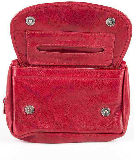 Fetiche Leather Tobacco Pouch AN1-368 With Magnetic Clasp Red