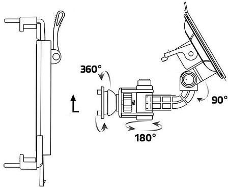 Compass Suport Auto pentru Telefon & Tabletă cu cârlige reglabile Neagră