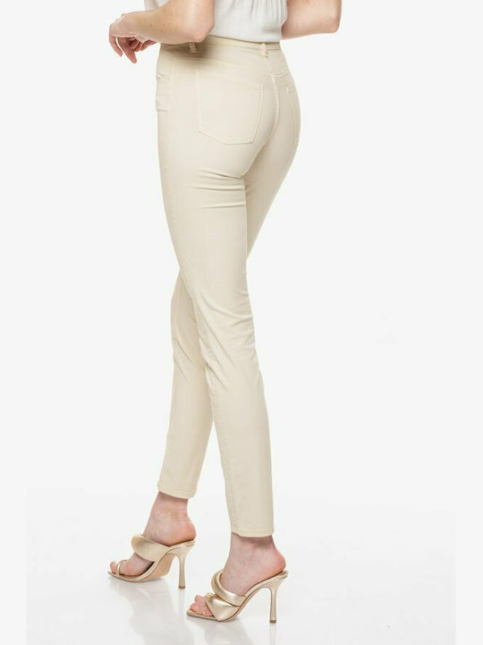 Trussardi High Waist Women's Jean Trousers in Skinny Fit Beige