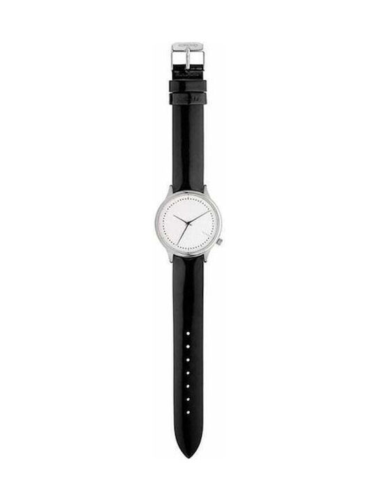 Komono Watch with Black Leather Strap