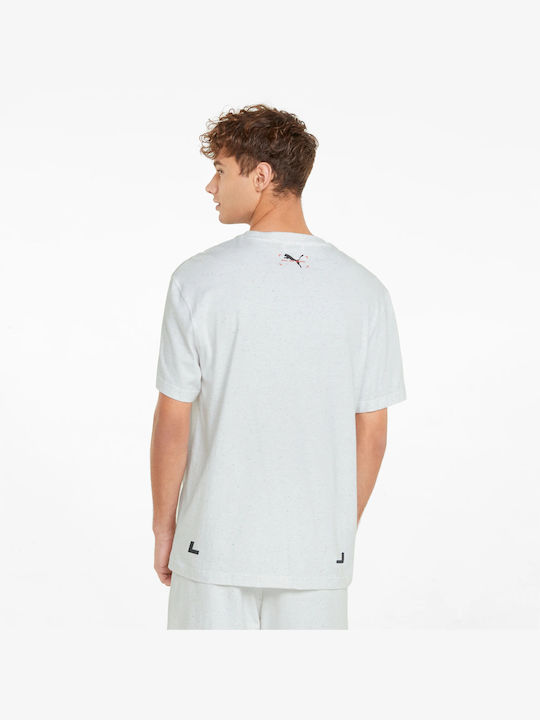 Puma Αθλητικό Ανδρικό T-shirt Λευκό με Στάμπα