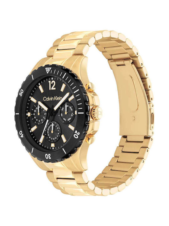 Calvin Klein Uhr Chronograph Batterie mit Gold Metallarmband