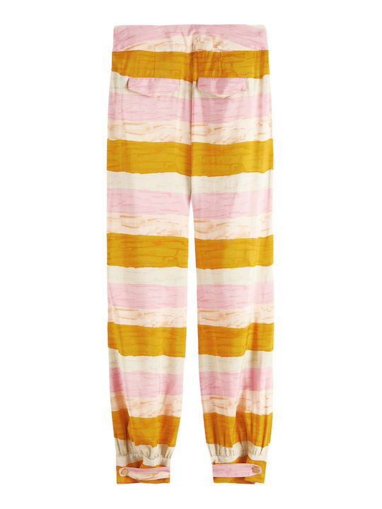 Bold Striped Дамско Текстил Панталон На райета Pink/Mustard