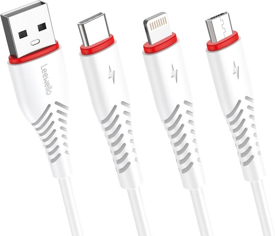 Leewello SJX-158 Regular USB 2.0 to micro USB Cable Λευκό 1m