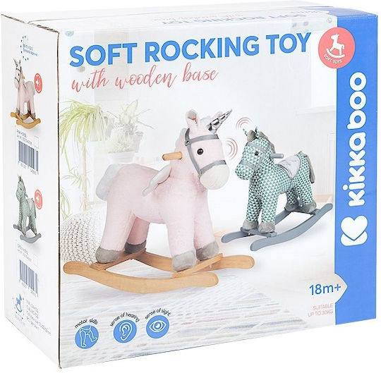 Kikka Boo White Horse Fabric Rocking Toy Horse for 18+ months with Sounds with Max Load Capacity 30kg White