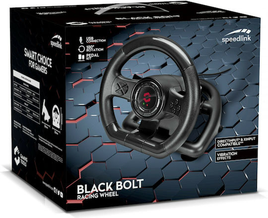 SpeedLink Black Bolt Racing Wheel Τιμονιέρα με Πετάλια για PC με 180° Περιστροφής
