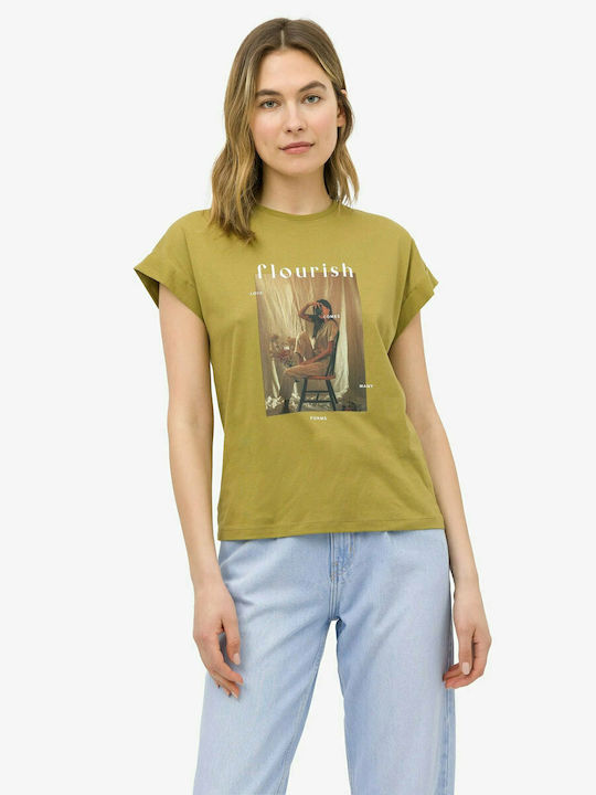 Tricou pentru femei cu decolteu rotund Tiffosi (10043966-SANTANDER-838-OLIVE)