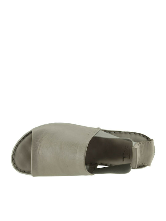 Sandale Casual Damă De Piele Flatforme Gri