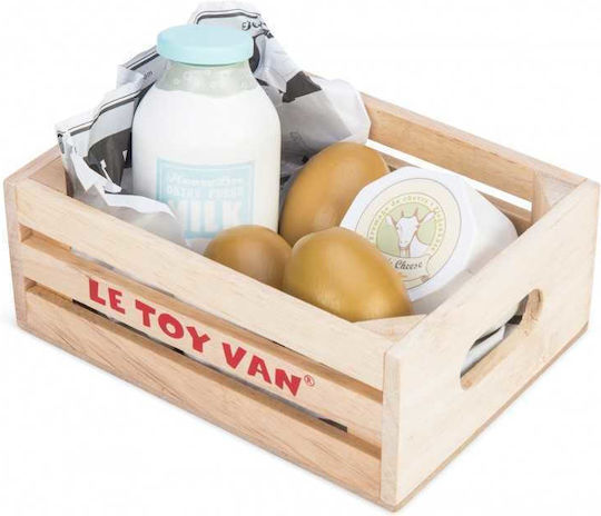 Le Toy Van Basket with Eggs & Dairy Products Made of Wood for Ages 3+ 5pcs