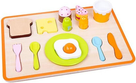 Classic World Готварска играчка / Кухненски принадлежности Breakfast Tray от дърво 15бр