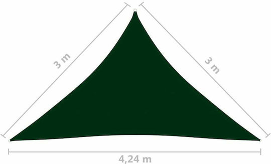vidaXL Pânză Triunghiulară De Umbrire Verde Cu Cerc Și Cu Strat PU 3x3x4.24m Confecționată Din Țesătură Oxford