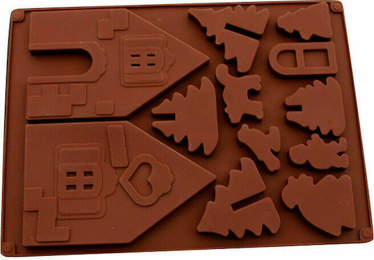 Sugar Love Gingerbread House Set Christmas Cake Molds Plastic Brown L22xW16cm. 2pcs
