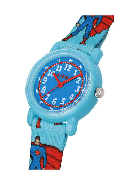 Kikou Kinder-Analoguhr mit Stoffarmband Blau