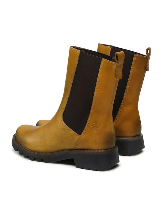 Reinfly Piele Cizme Chelsea pentru femei Mustard