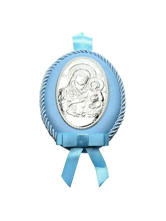 Prince Silvero Heilige Ikone Kinder Amulett mit der Jungfrau Maria Blue aus Silber MA-D510-C