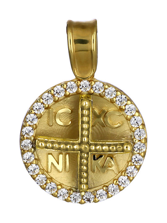 Pendant Kids Talisman Double Sided Constantine from Gold 14K 6001Κ1