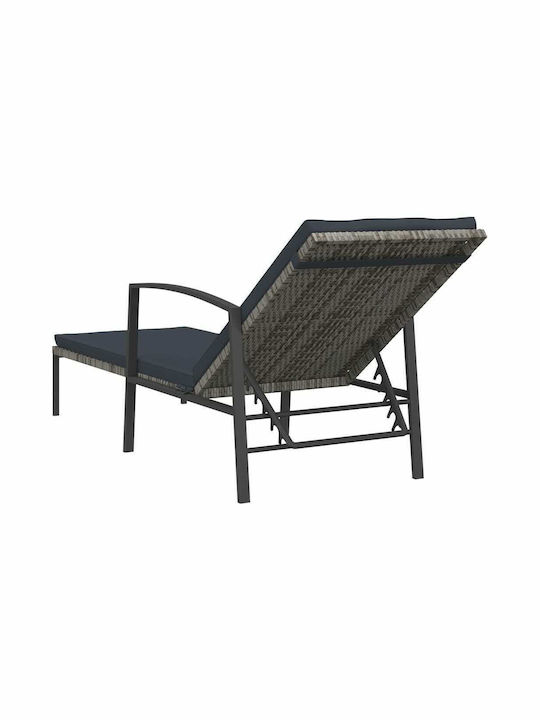 Liegestuhl Rattan mit Kissen Grey mit Tisch 2Stück 195x60x95cm.