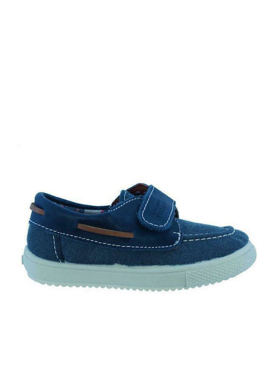 Boys Anatomic Leather Moccasins with Velcro Blue