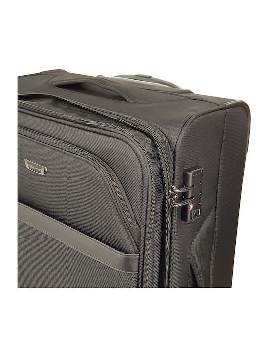 Diplomat Cabin Travel Suitcase Fabric Black with 4 Wheels Height 55cm ZC998