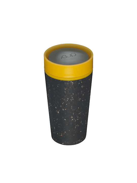 rCUP AS02.BEM.08 Circular & Co Cană din Hârtie Reciclată Black and Electric Mustard 227ml