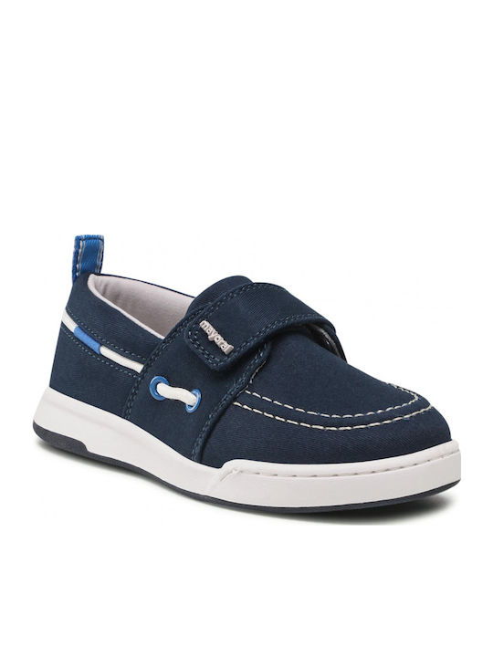 Boys Fabric Moccasins with Velcro Blue