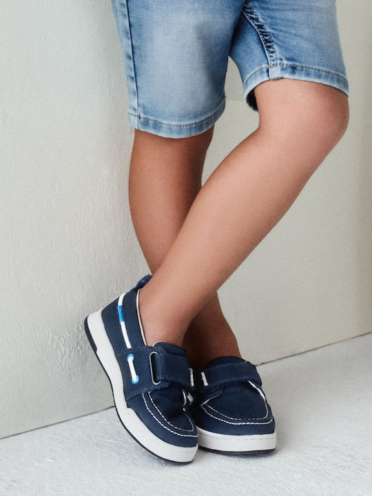 Boys Fabric Moccasins with Velcro Blue