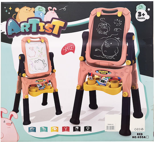 Zita Toys Πίνακας Μαρκαδόρου / Μαυροπίνακας Διπλής Όψης Επιδαπέδιος 62x45x110εκ. Ροζ