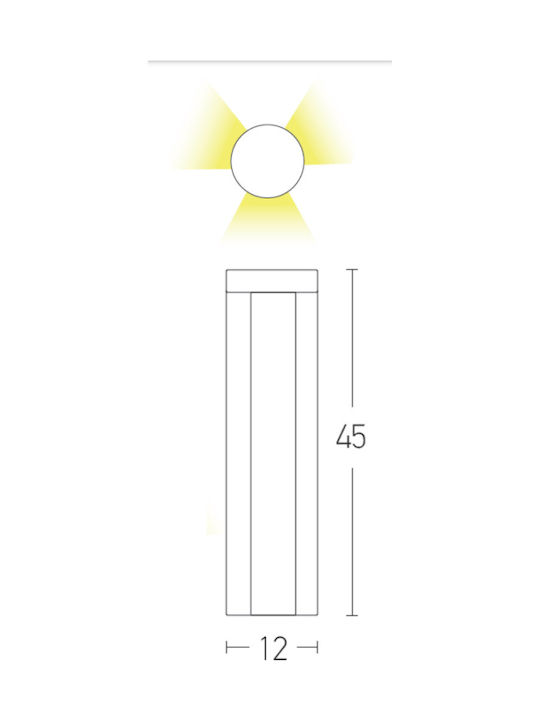 Zambelis Lights Outdoor Floor Lamp Small Post LED 15W with Warm White Light IP54 Black