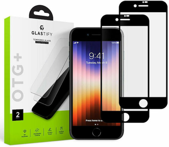 Glastify OTG+ Tempered Glass 2pcs Black (iPhone SE 2022 / 2020 / 8 / 7) GST016BLK