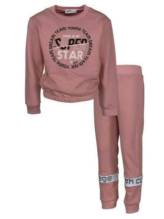 Nek Kids Wear Kinder Sweatpants Set - Jogginganzug Rosa 2Stück