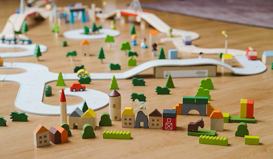 Plan Toys Cuburi De Construit La Țară Din Lemn Pentru 3+ Ani 42 Bucăți