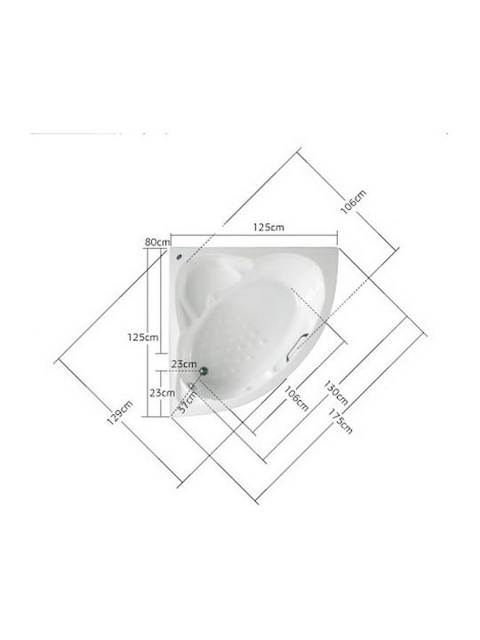 Acrilan Starline Acrylic Corner Bathtub 125x125cm