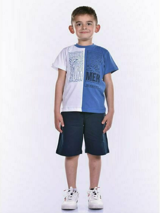 Nek Kids Wear Kids Set with Shorts Summer 2pcs Light Blue