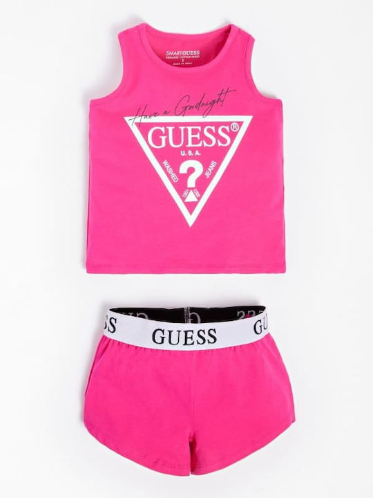 Guess Set Top & Bottom Kids Summer Pyjamas Fuchsia