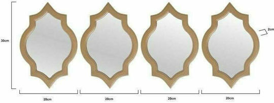 Click Wall Mirror Gold 30x20cm 4 Pieces