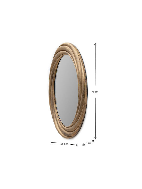 Klikareto Wall Mirror Oval with Gold Plastic Frame 76x56cm 1pcs