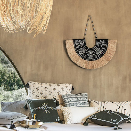 Atmosphera Κρεμαστό Διακοσμητικό Raffia Μαύρο από Ψάθινο Υλικό 67x39cm