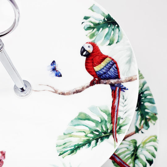 Artekko Parrot Porzellan Etagere 2 Etagen Weiß 1Stück