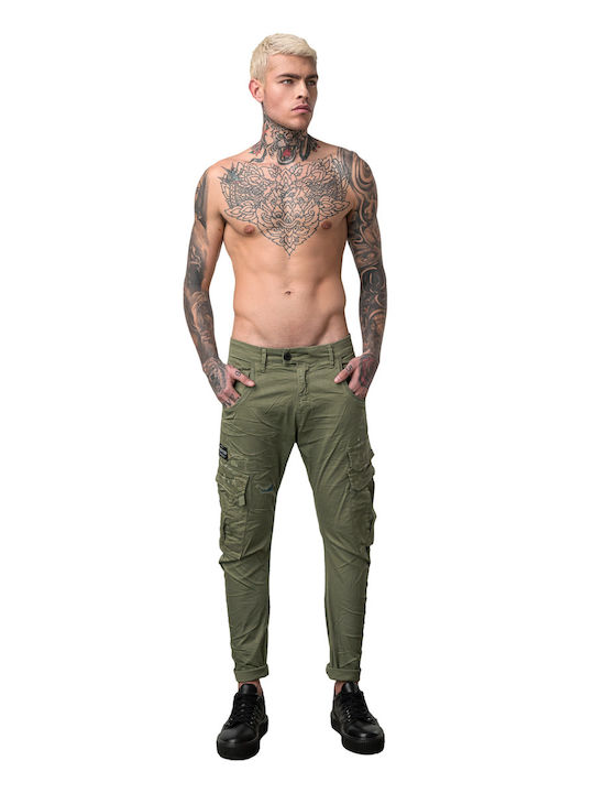 59 Casano Men's Cargo Pants Elastic in Slim Fit Khaki